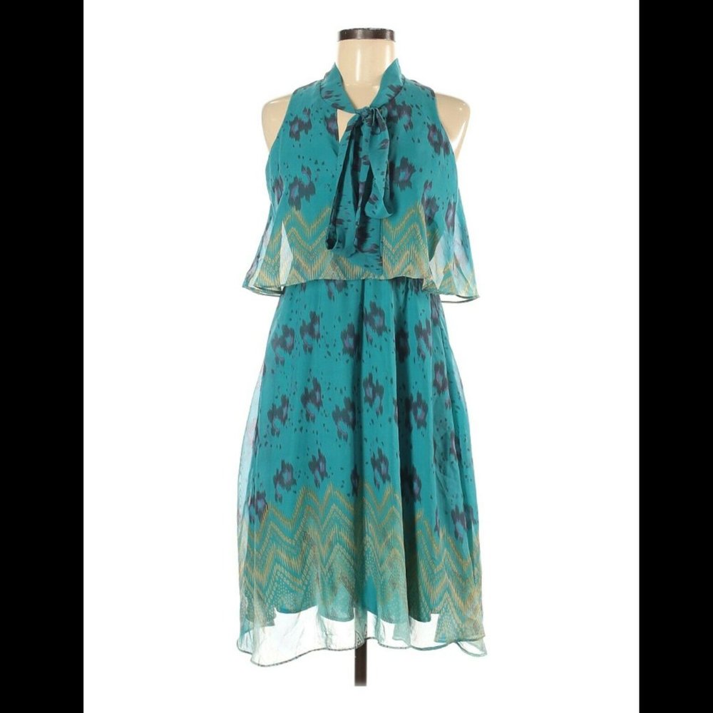 MM Couture Chevron Teal Blue Casual Dress Size XS